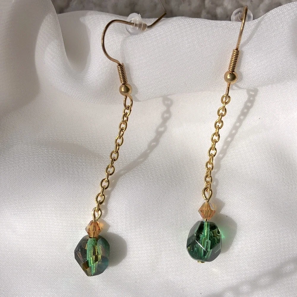 Glass Bead Dangle Earrings - Picture 2 of 4